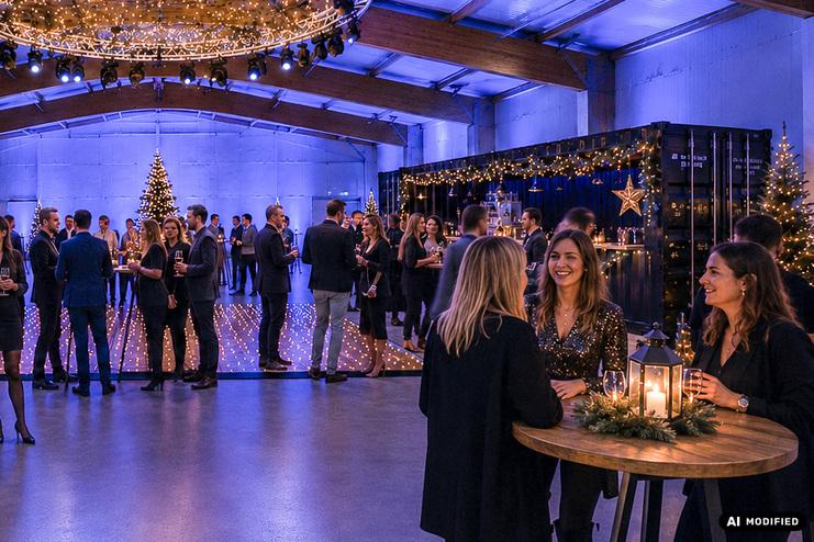 CTS Weihnachtsfeiern in Münster Festlich dekorierte Eventhalle für Firmenweihnachtsfeiern bei CTS Crashtest-Service in Münster